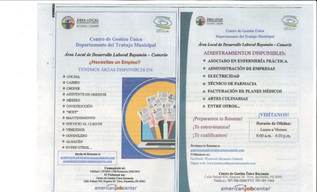 AVISO-CENTRO DE GESTIÓN ÚNICA EMPLEO (PERIODICO EL EXPRESSO Y PRIMERA HORA 16/SEPT/2021)