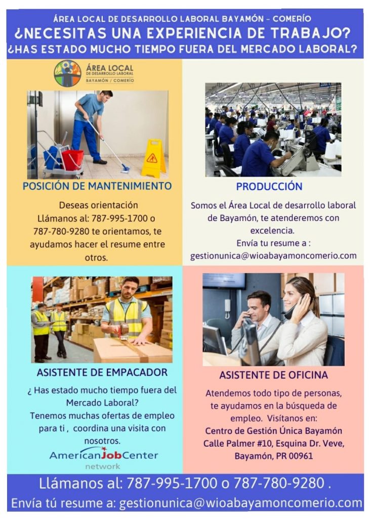 ¿Necesitas una experiencia de trabajo?