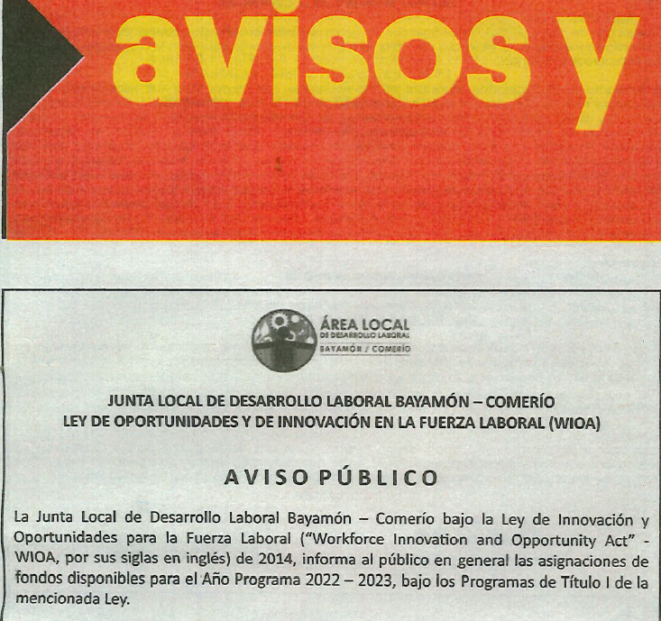 Aviso público fondos año programa 2022 – 2023